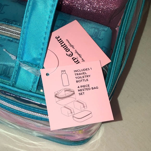 💖NEW💖 Juicy Couture Nested Makeup Cosmetic Train Case 4 Piece Bag Set - Picture 6 of 9
